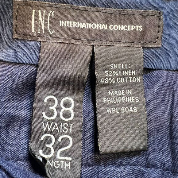 INC International Concepts Mens London Dress Pants Size 38x32 Black Pinstripe - Picture 2 of 10